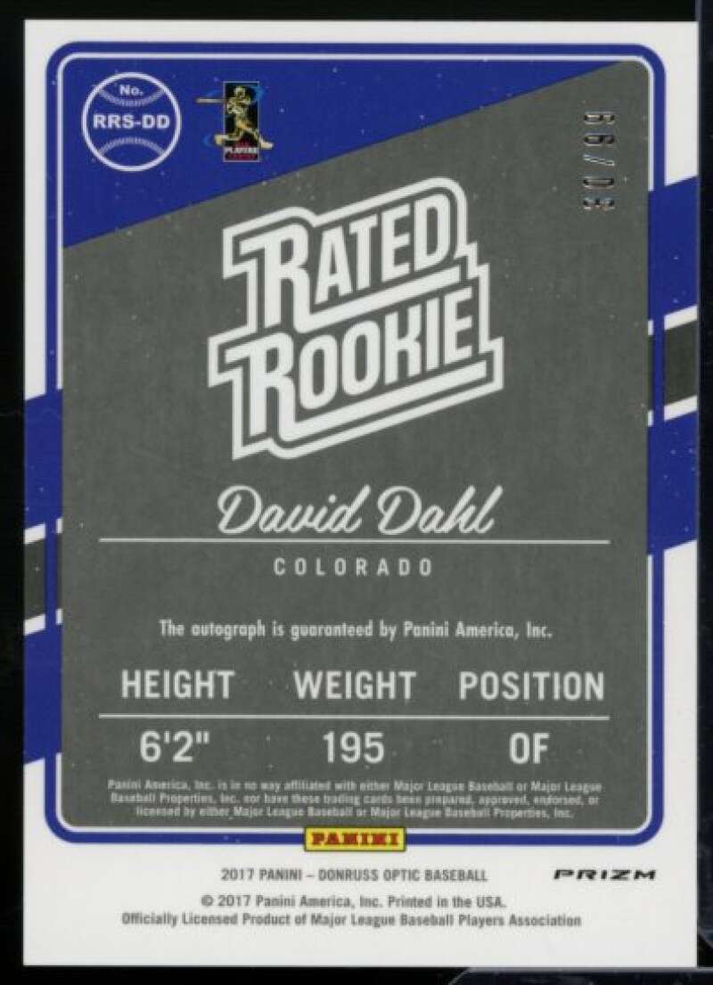 David Dahl Card 2017 Donruss Optic Rated Rookies Signatures Orange #RRSDD  Image 2