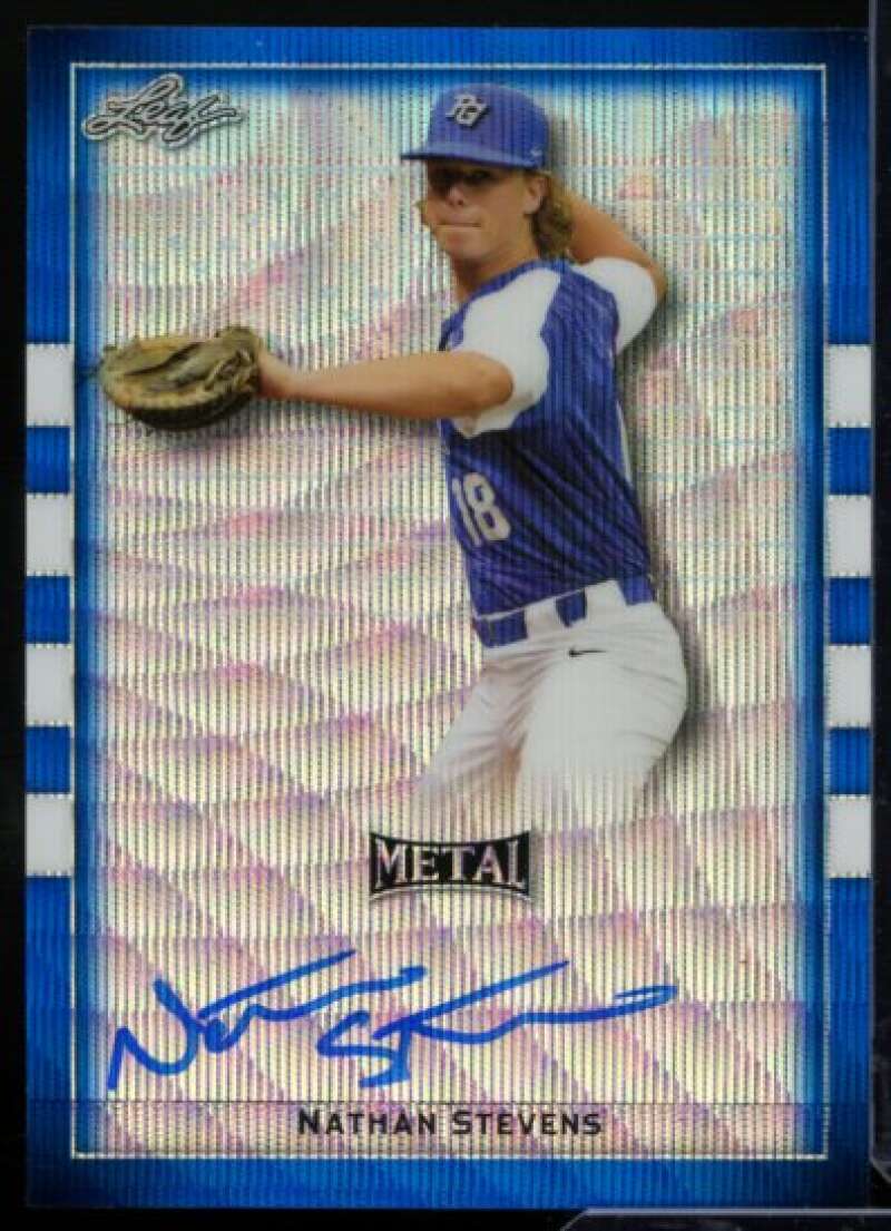 N. Stevens RC 2018 Leaf Metal Perfect Game All-American AU Flag Etch Blue #BANS1  Image 1