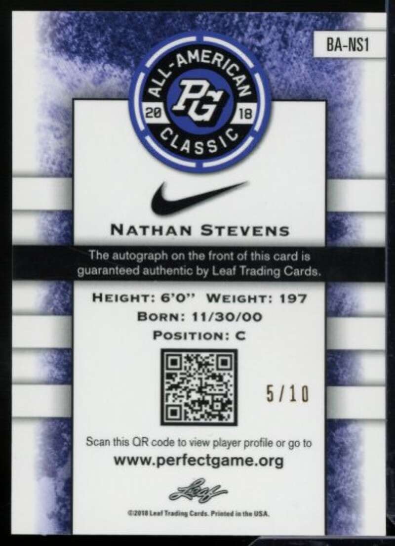 N. Stevens RC 2018 Leaf Metal Perfect Game All-American AU Flag Etch Blue #BANS1  Image 2