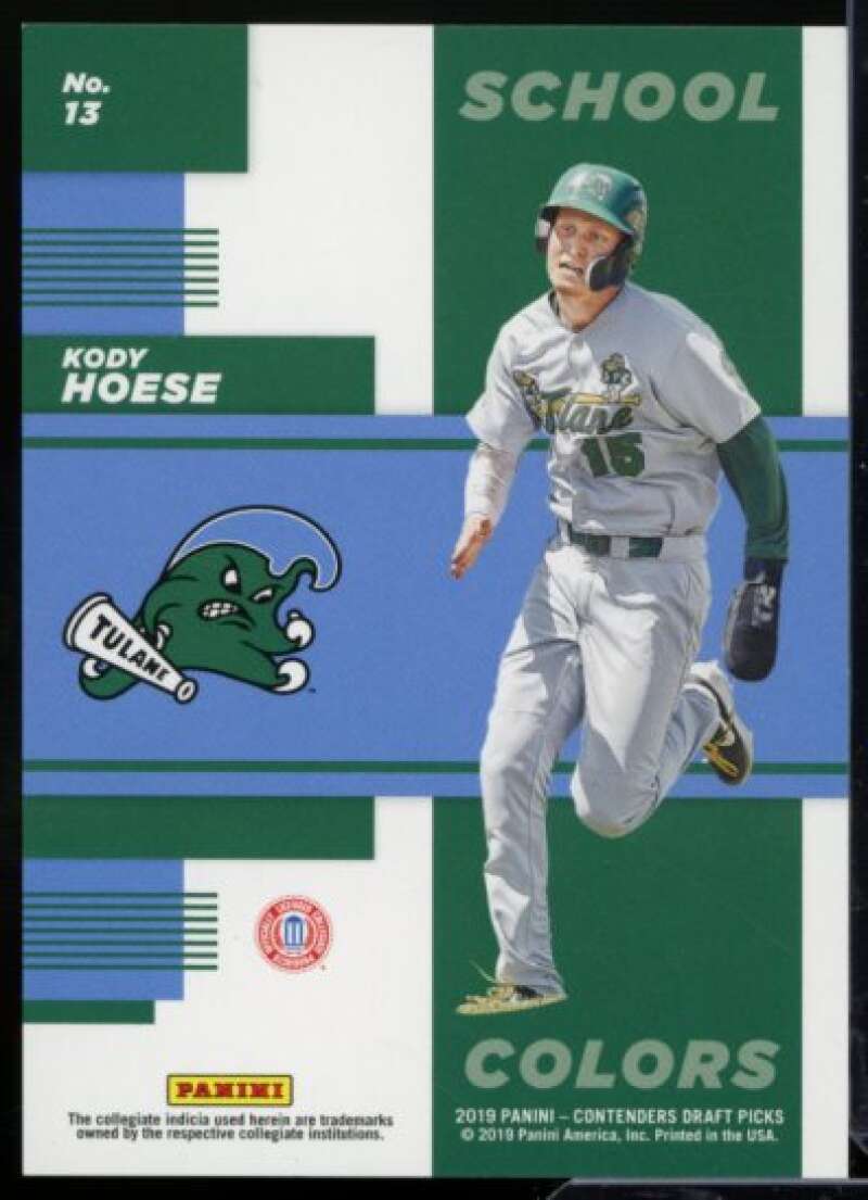 Kody Hoese Rookie 2019 Panini Contenders Draft Picks School Colors Diamond #13  Image 2