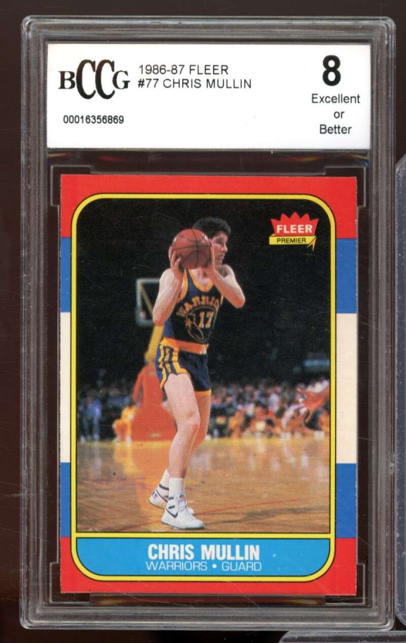 1986-87 Fleer #77 Chris Mullin Rookie Card BGS BCCG 8 Excellent+ Image 1