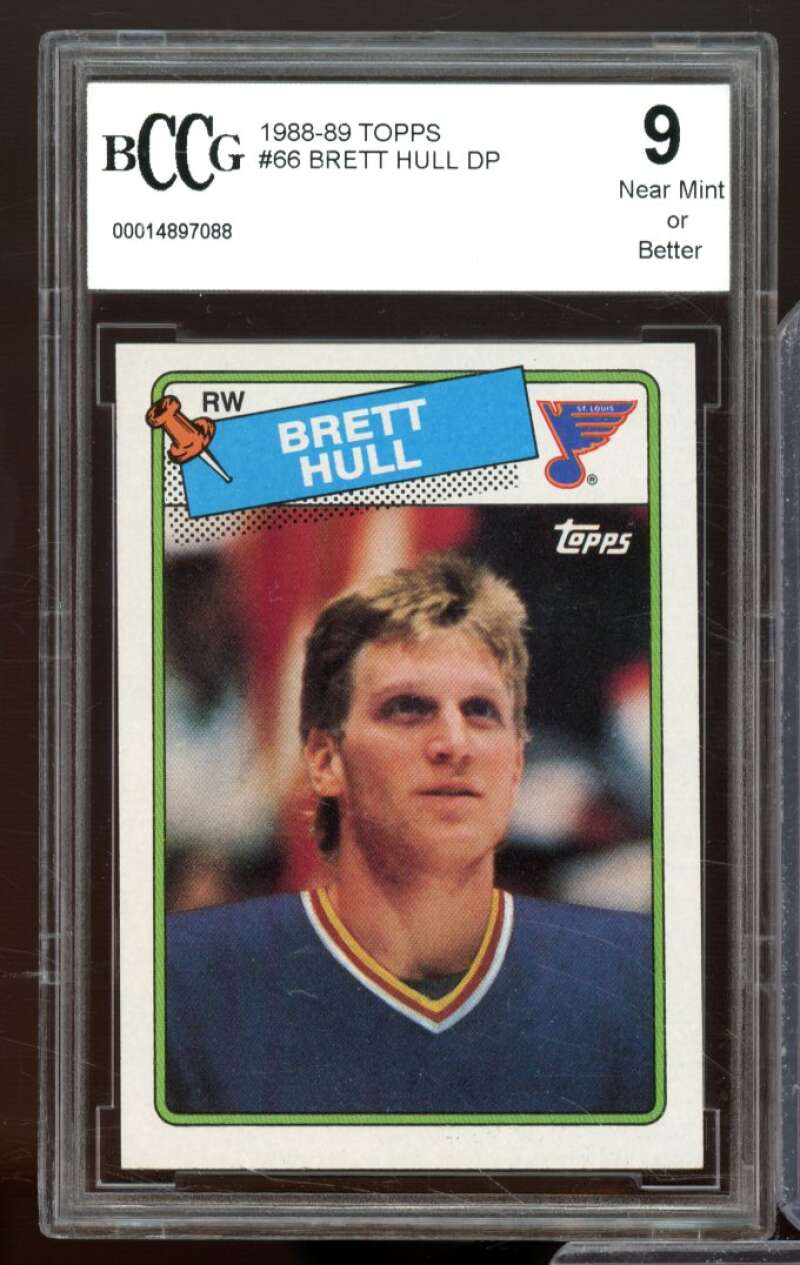 1988-89 Topps #66 Brett Hull Rookie Card BGS BCCG 9 Near Mint+ Image 1