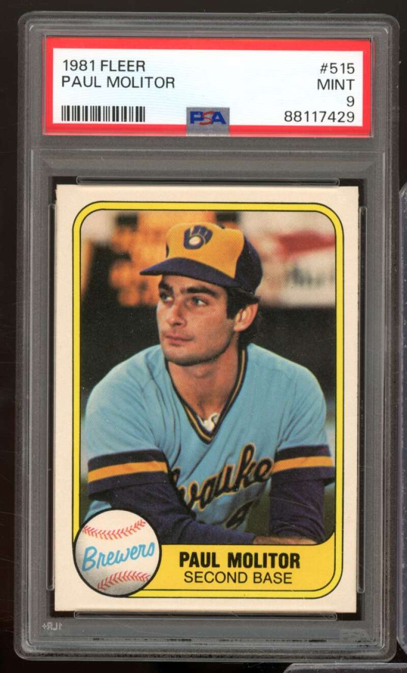 Paul Molitor Card 1981 Fleer #515 PSA 9 Image 1