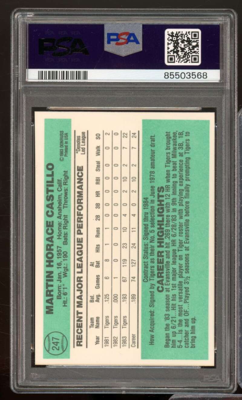 Marty Castillo Card 1984 Donruss #247 PSA 9 Image 2