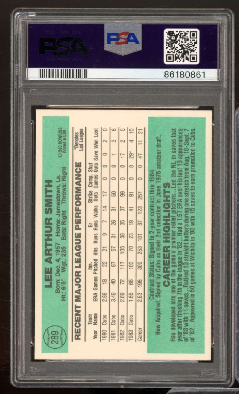 Lee Smith Card 1984 Donruss #289 PSA 8 Image 2