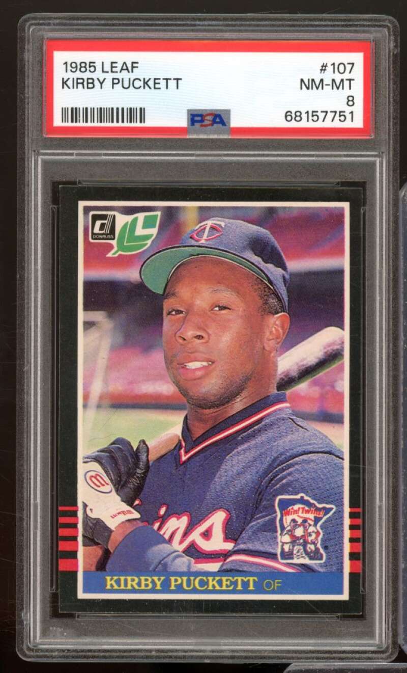 Kirby Puckett Rookie Card 1985 Leaf #107 PSA 8 Image 1