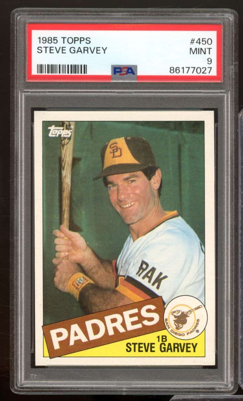 Steve Garvey Card 1985 Topps #450 PSA 9 Image 1