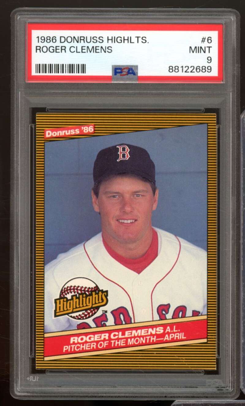 Roger Clemens Card 1986 Donruss Highlights #6 PSA 9 Image 1