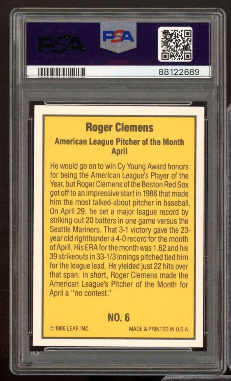 Roger Clemens Card 1986 Donruss Highlights #6 PSA 9 Image 2