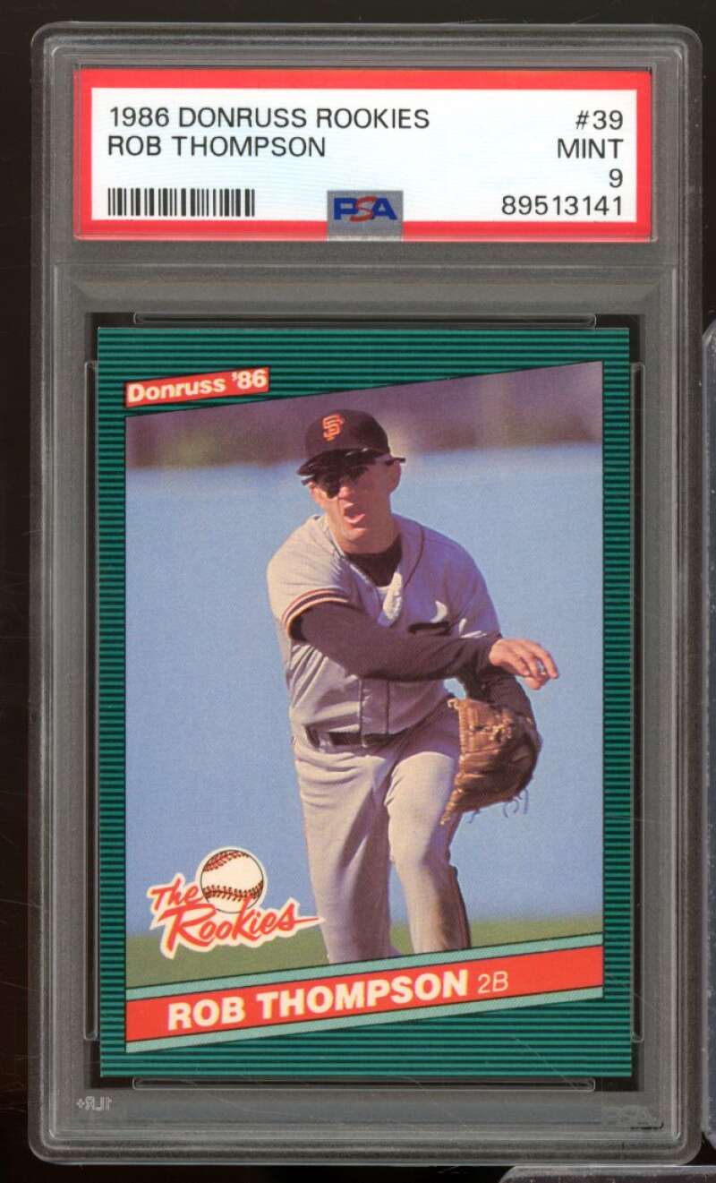 Rob Thompson Rookie Card 1986 Donruss Rookies #39 PSA 9 Image 1