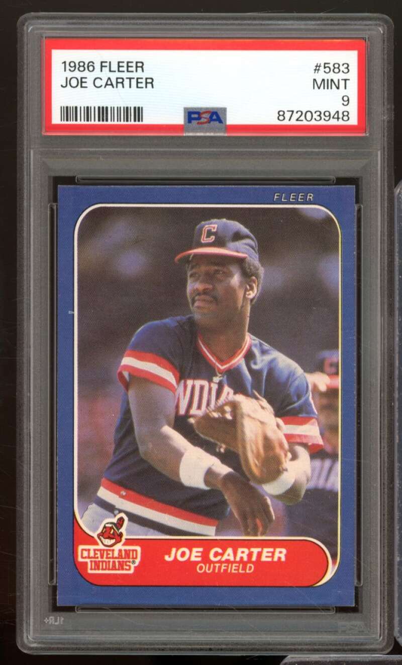 Joe Carter Card 1986-87 Fleer #583 PSA 9 Image 1