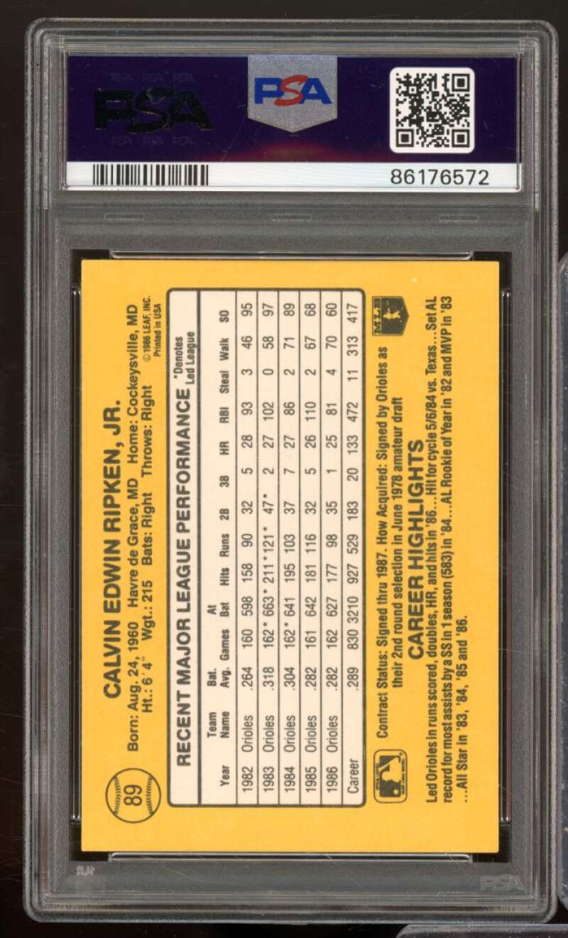 Cal Ripken Jr. Card 1987 Donruss #89 PSA 9 Image 2