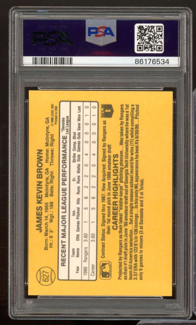 Kevin Brown Rookie Card 1987 Donruss #627 PSA 9 Image 2