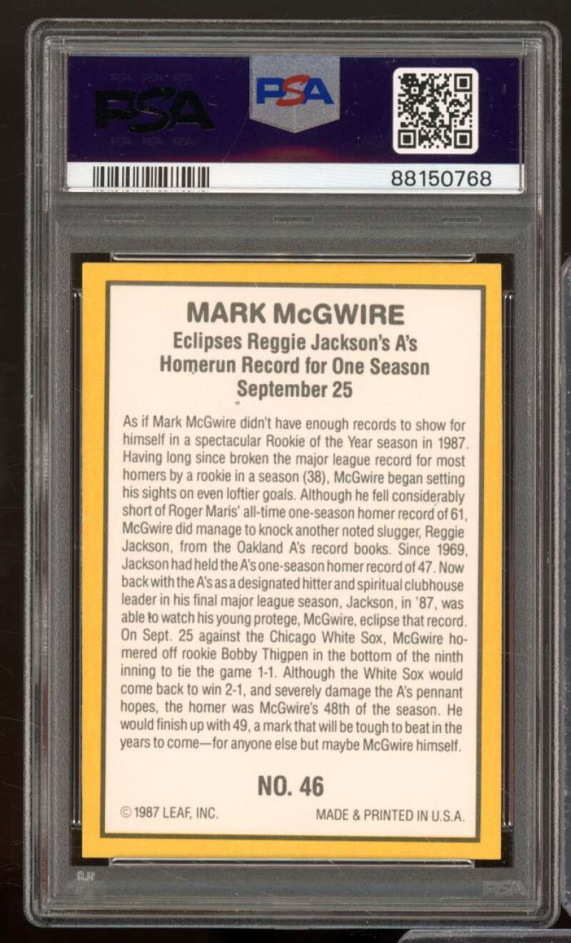 Mark McGwire Card 1987 Donruss #46 PSA 7 Image 2