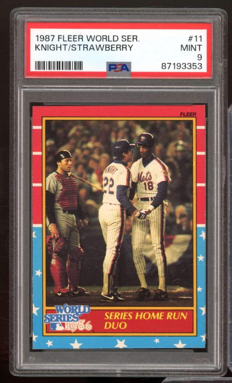 Ray Knight / Darryl Strawberry Card 1987 Fleer #11 PSA 9 Image 1