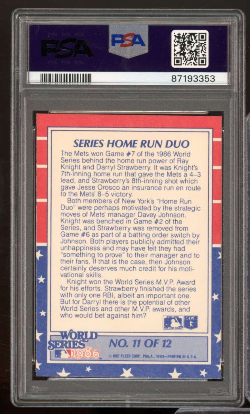 Ray Knight / Darryl Strawberry Card 1987 Fleer #11 PSA 9 Image 2