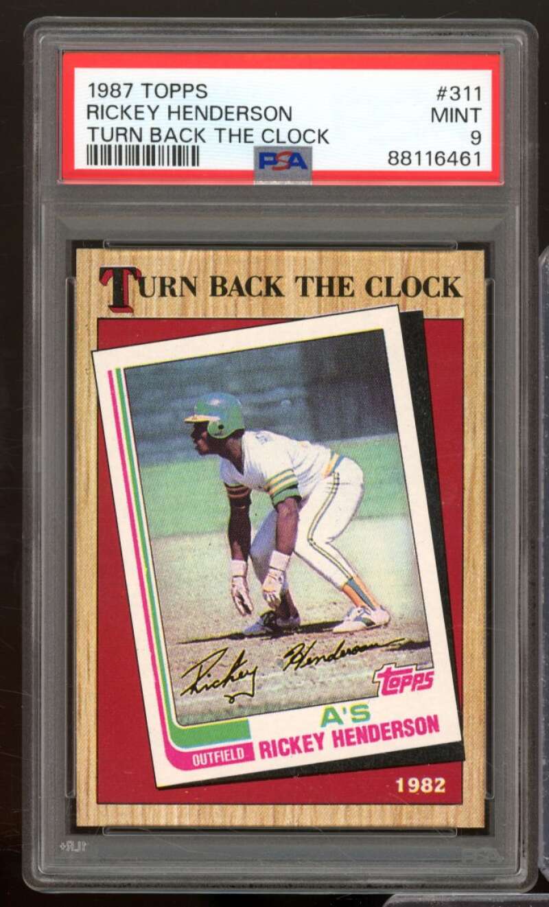 Rickey Henderson Card 1987 Topps #311 PSA 9 Image 1