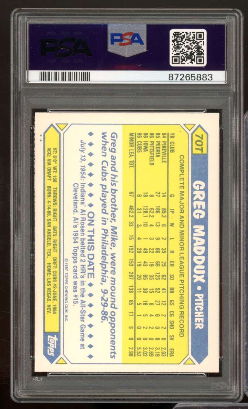 Greg Maddux Rookie Card 1987 Topps Traded #70T PSA 5 Image 2