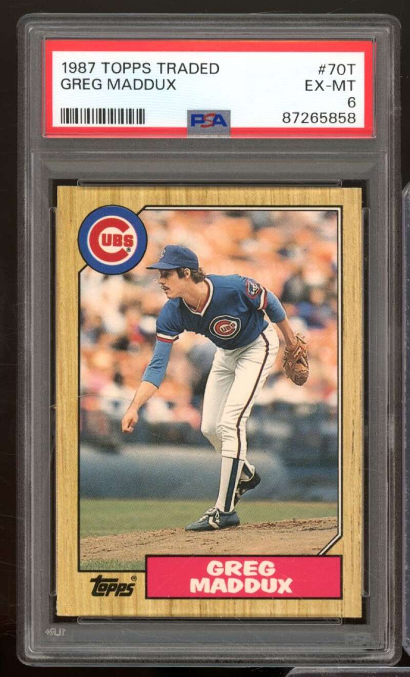 Greg Maddux Rookie Card 1987 Topps Traded #70T PSA 6 Image 1