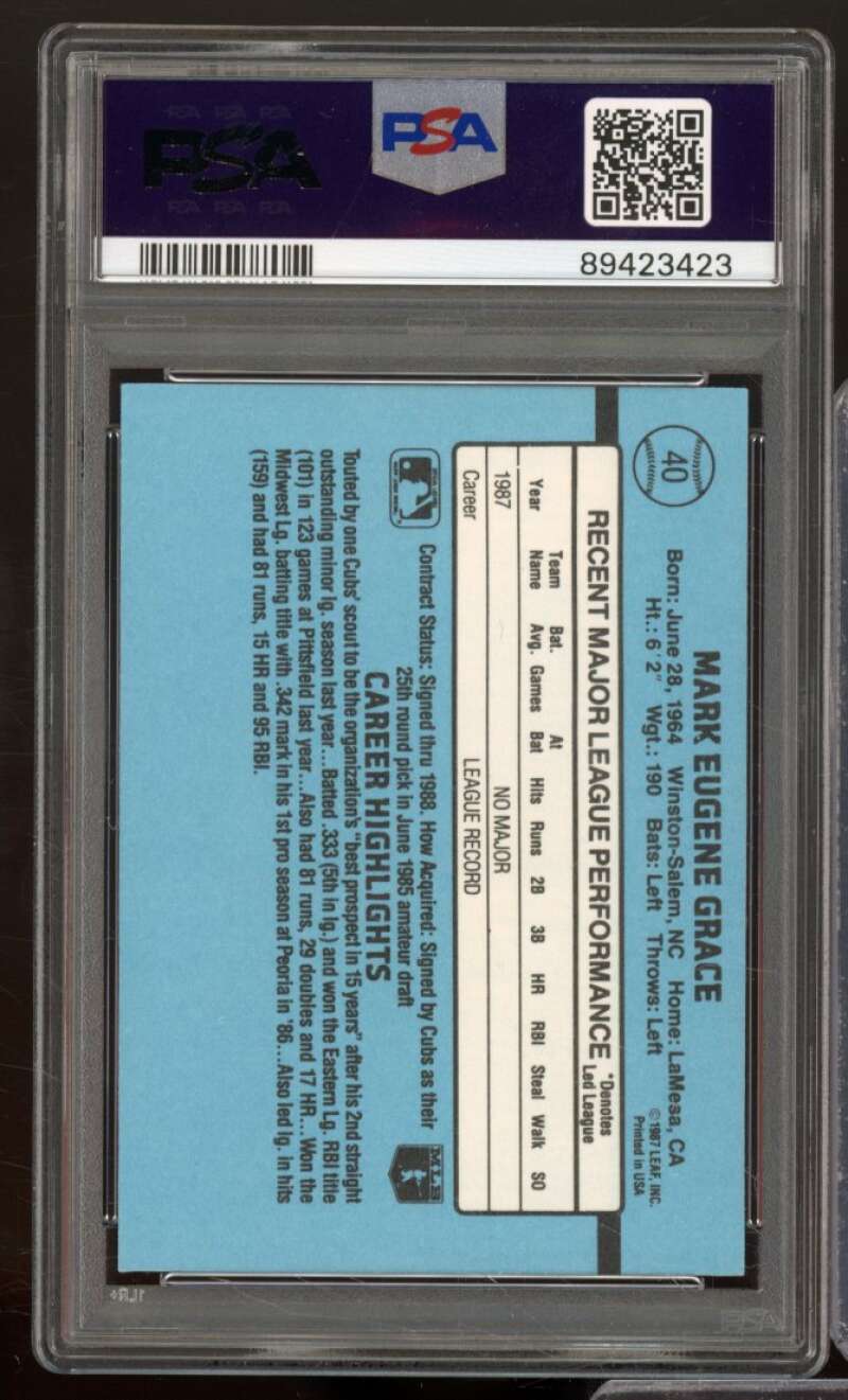 Mark Grace Card 1988 Donruss #40 PSA 8 Image 2