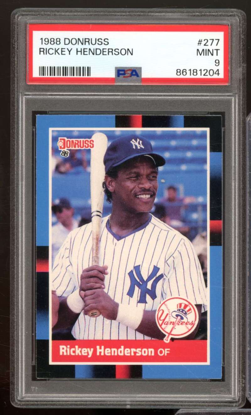 Rickey Henderson Card 1988 Donruss #277 PSA 9 Image 1