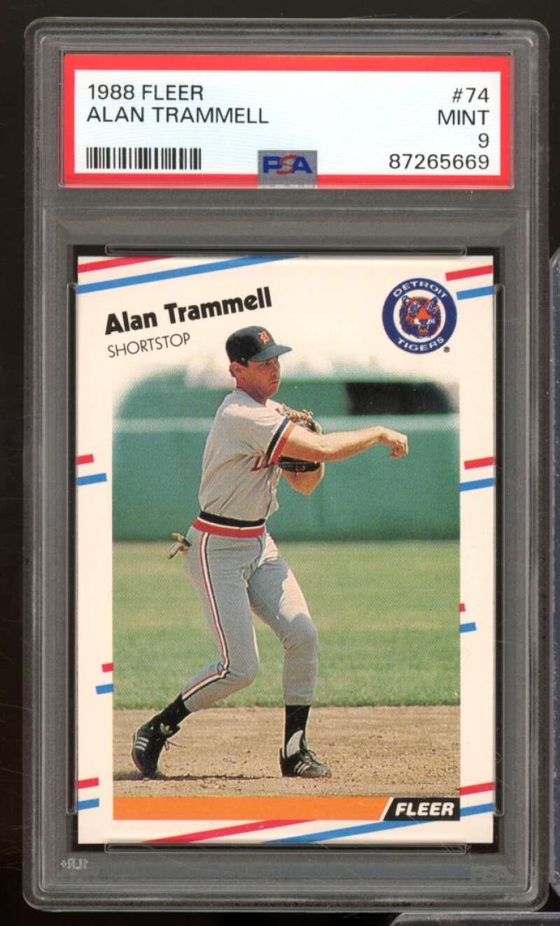 Alan Trammell Card 1988 Fleer #74 PSA 9 Image 1