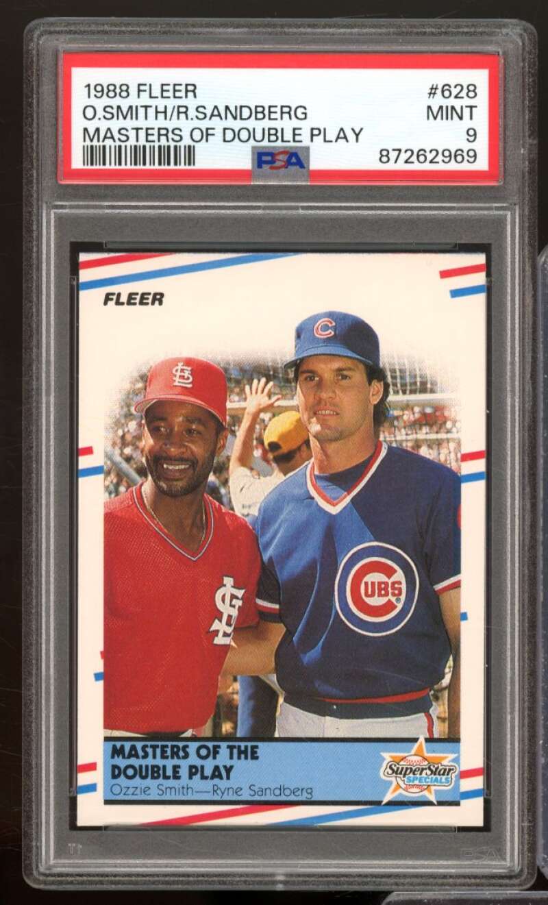 Ozzie Smith/Ryne Sandberg Card 1988 Fleer #628 PSA 9 Image 1