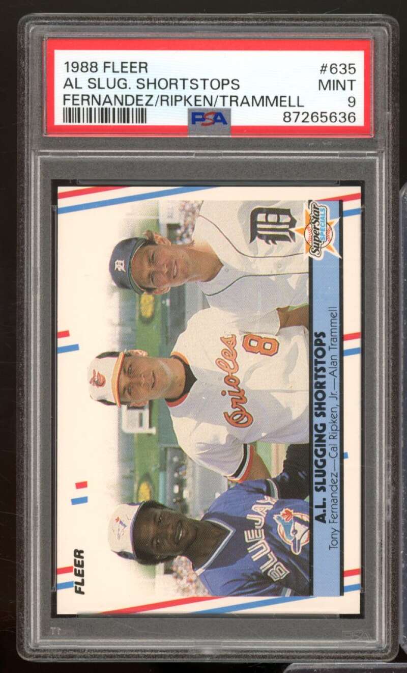 Fernandez/Ripken/Trammell All-Star Card 1988 Fleer #635 PSA 9 Image 1