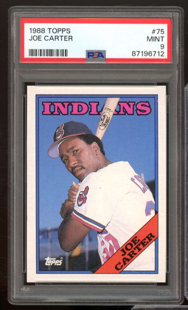 Joe Carter Card 1988 Topps #75 PSA 9 Image 1