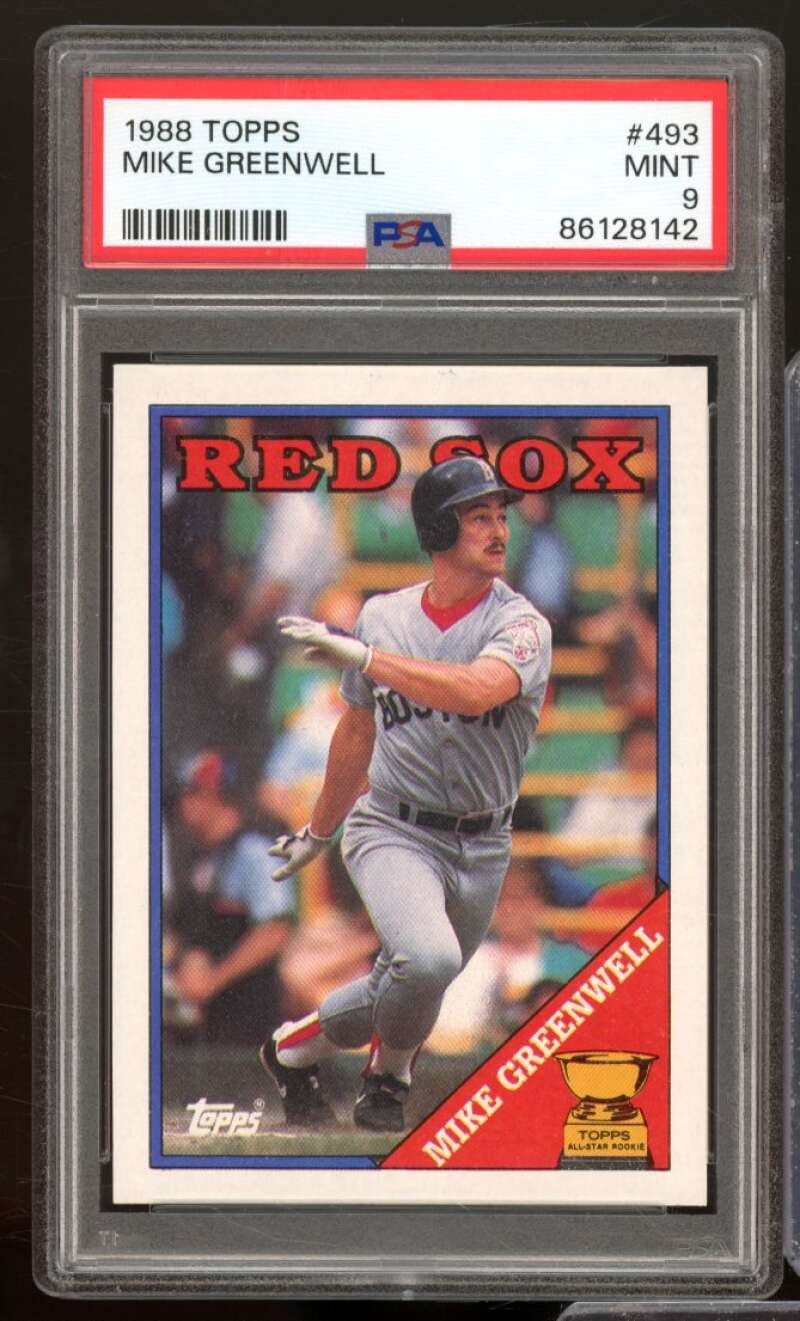 Mike Greenwell Card 1988 Topps #493 PSA 9 Image 1