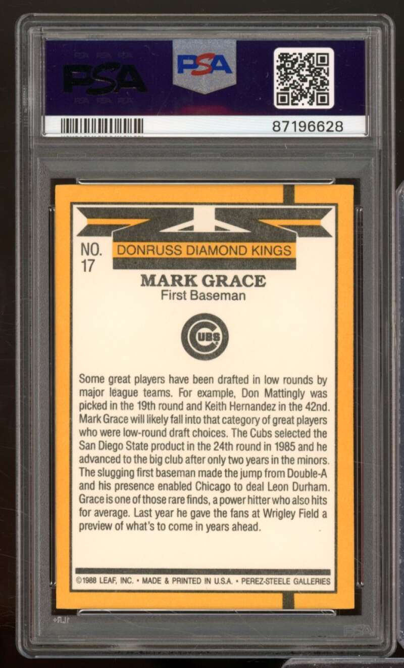 Mark Grace Card 1989 Donruss Diamond Kings #17 PSA 9 Image 2