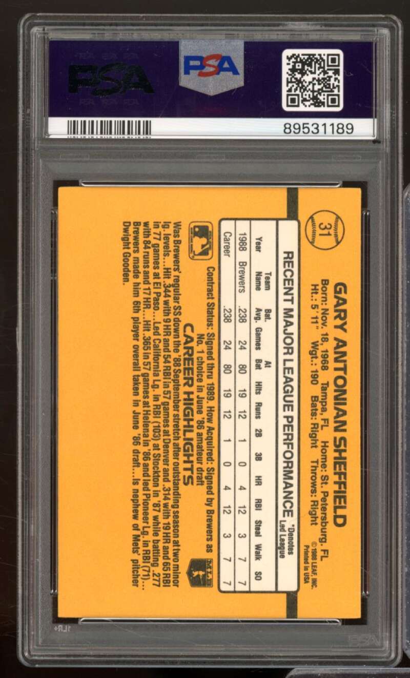 Gary Sheffield Rookie Card 1989 Donruss #31 PSA 8 Image 2