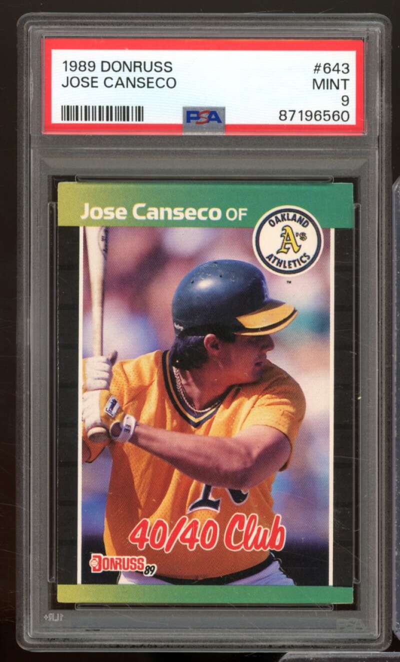 Jose Canseco Card 1989 Donruss #643 PSA 9 Image 1