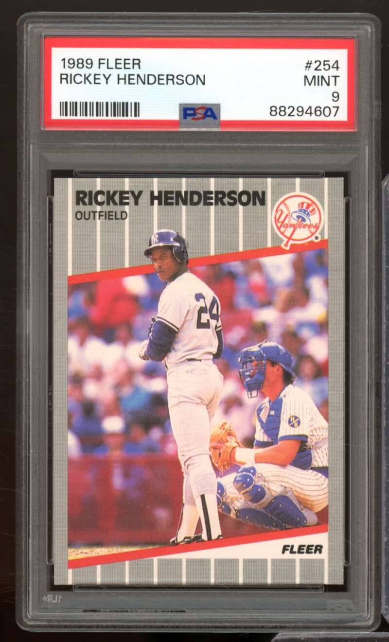 Rickey Henderson Card 1989 Fleer #254 PSA 9 Image 1