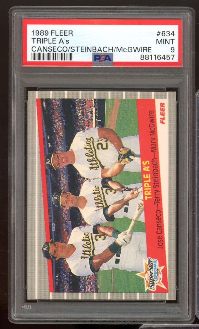 Mark McGwire/Jose Canseco/Terry Steinbach Card 1989 Fleer #634 PSA 9 Image 1