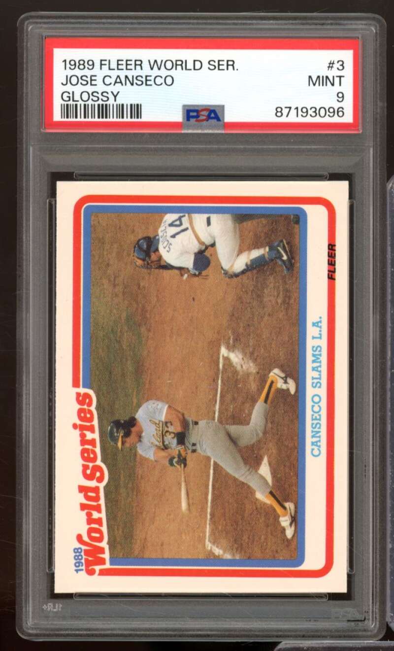 Jose Canseco Card 1989 Fleer Glossy #3 PSA 9 Image 1