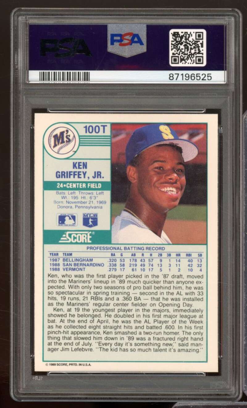 Ken Griffey Jr. Rookie Card 1989 Score Traded #100T PSA 8 Image 2