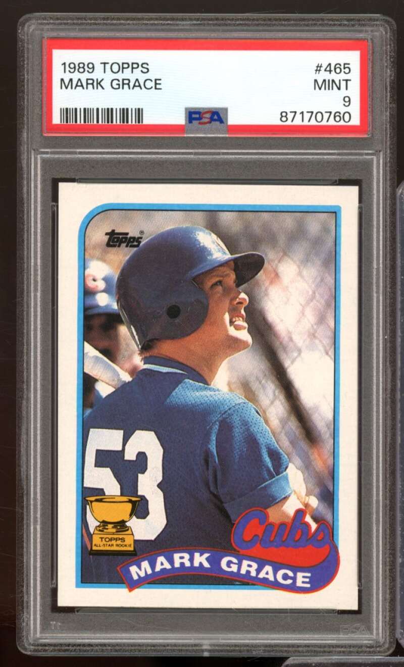 Mark Grace Card 1989 Topps #465 PSA 9 Image 1