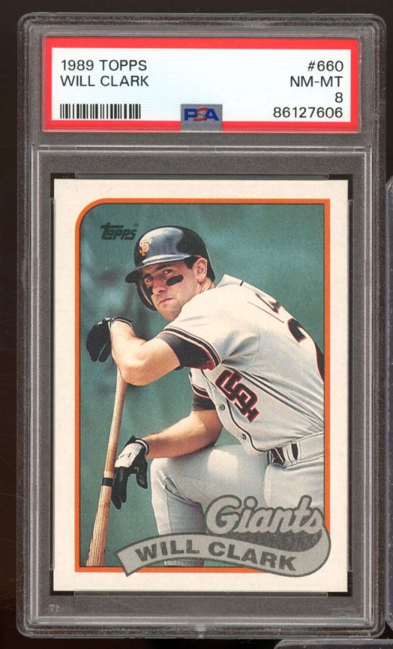 Will Clark Card 1989 Topps #660 PSA 8 Image 1