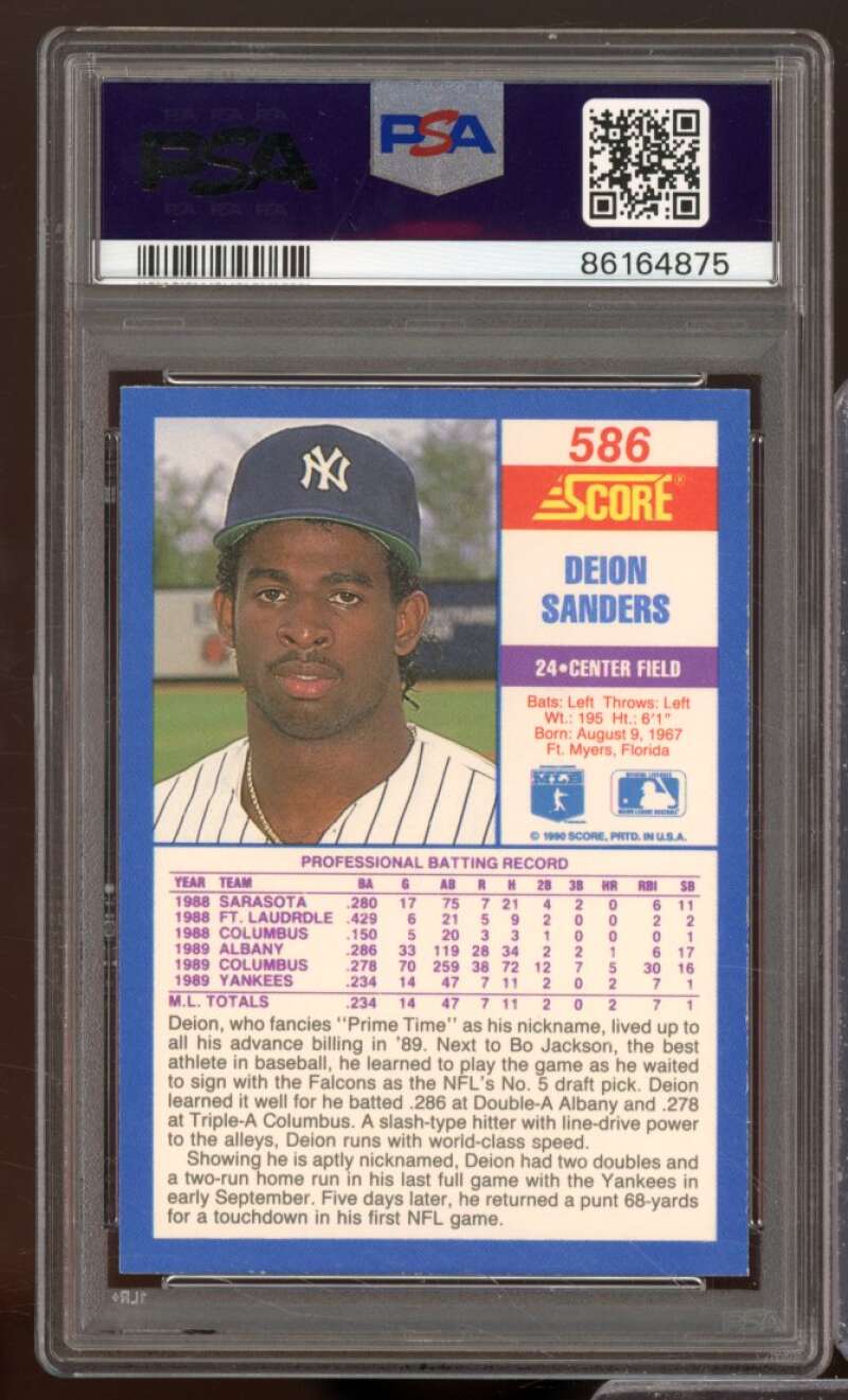 Deion Sanders Rookie Card 1990 Score #586 PSA 9 Image 2