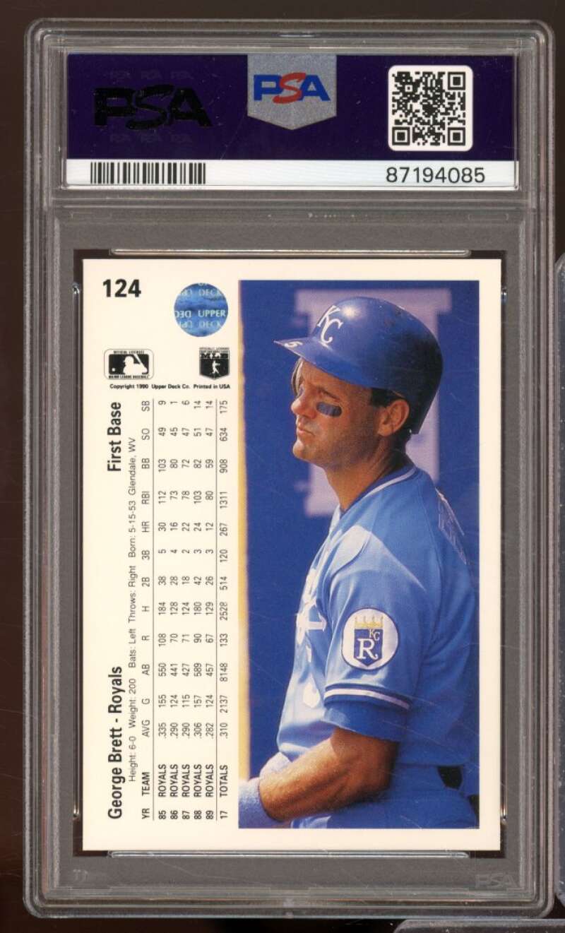 George Brett Card 1990 Upper Deck #124 PSA 9 Image 2