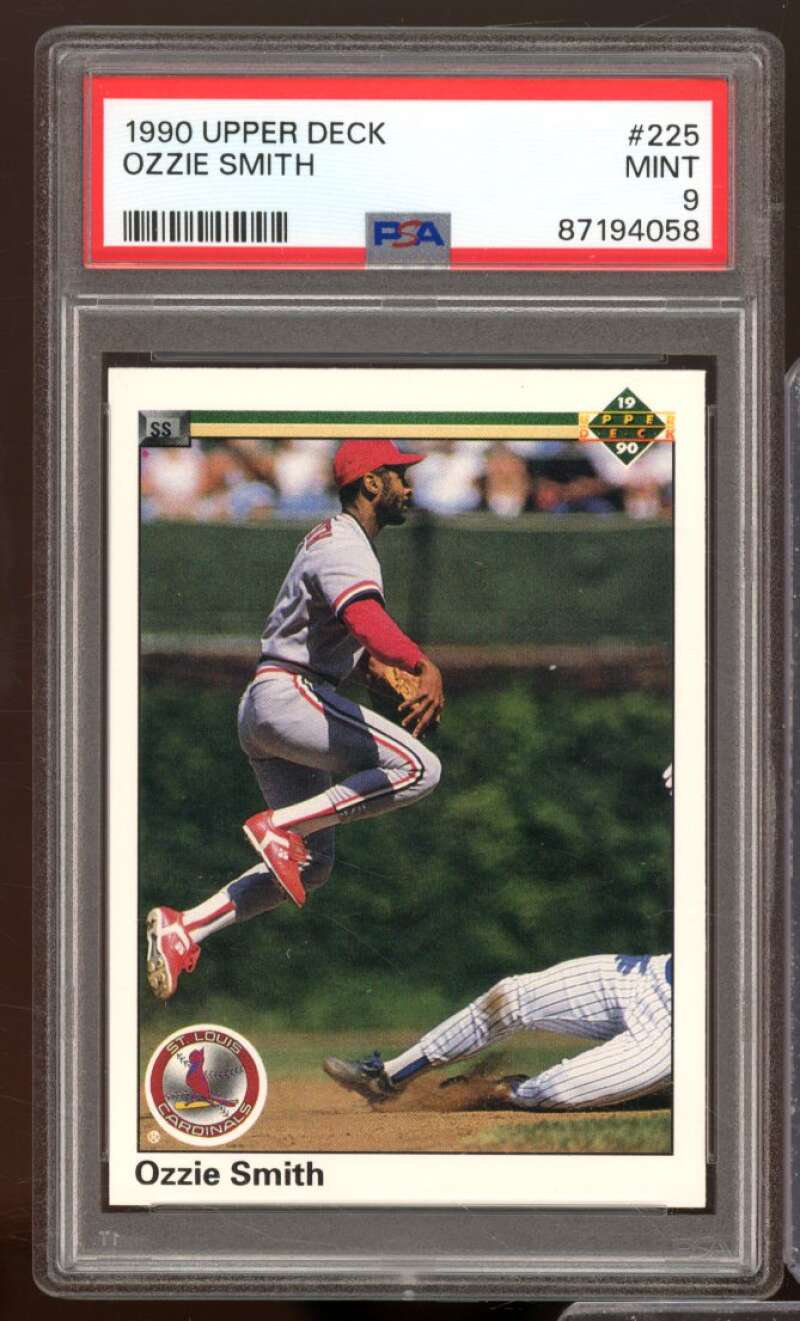 Ozzie Smith Card 1990 Upper Deck #225 PSA 9 Image 1