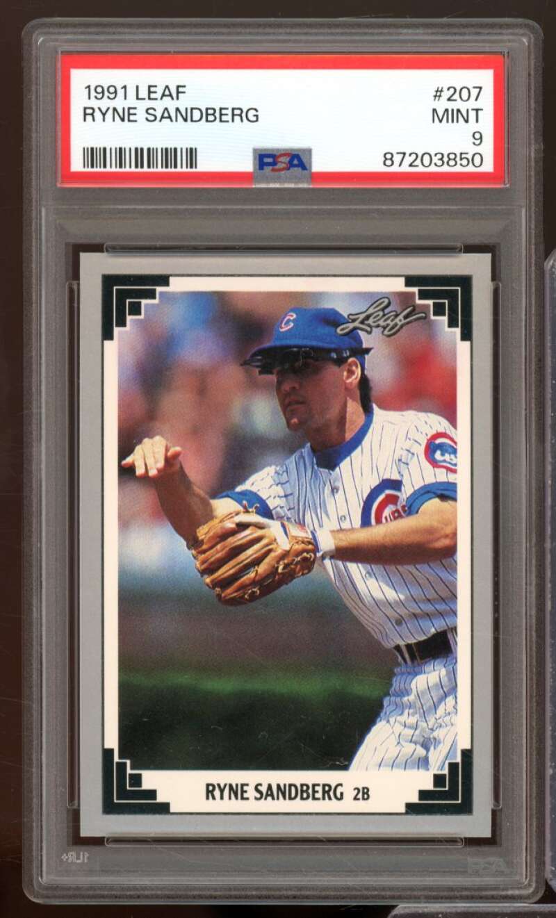 Ryne Sandberg Card 1991 Leaf #207 PSA 9 Image 1