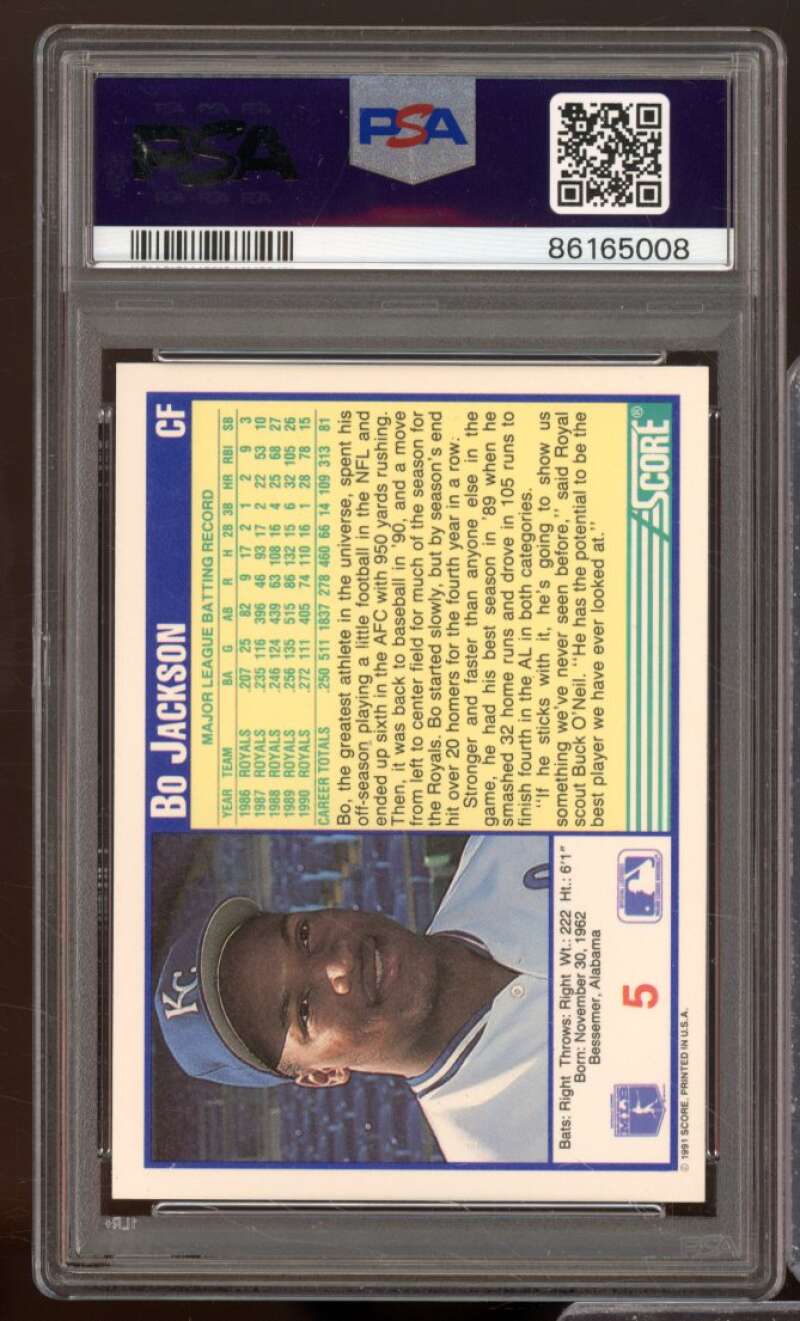 Bo Jackson Card 1991 Score #5 PSA 9 Image 2