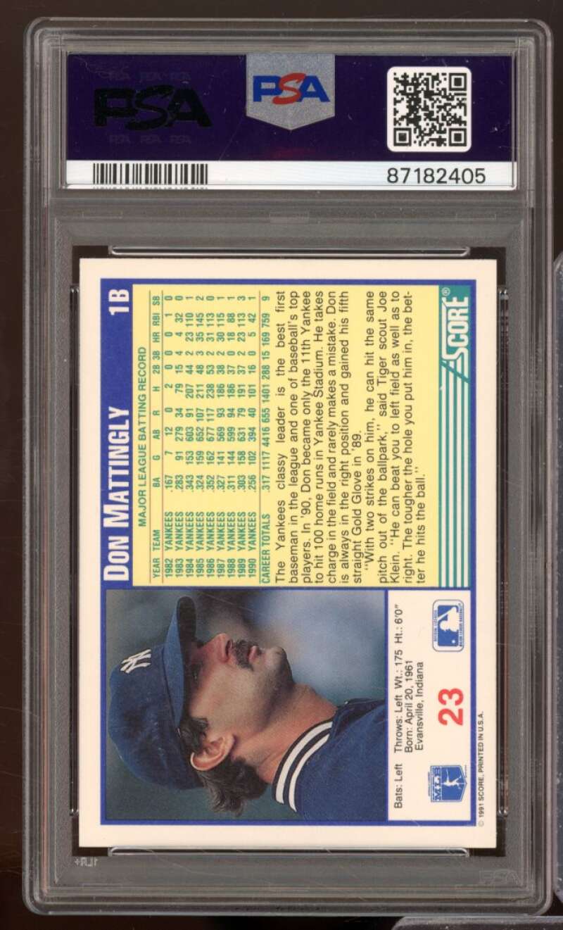 Don Mattingly Card 1991 Score #23 PSA 9 Image 2