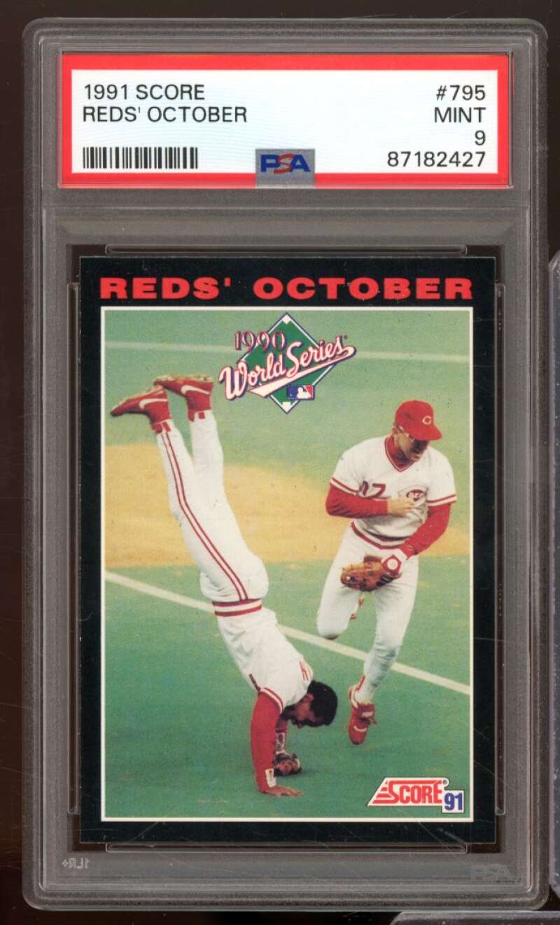 Reds' October Barry Larkin / Chris Sabo Card 1991 Score #795 PSA 9 Image 1