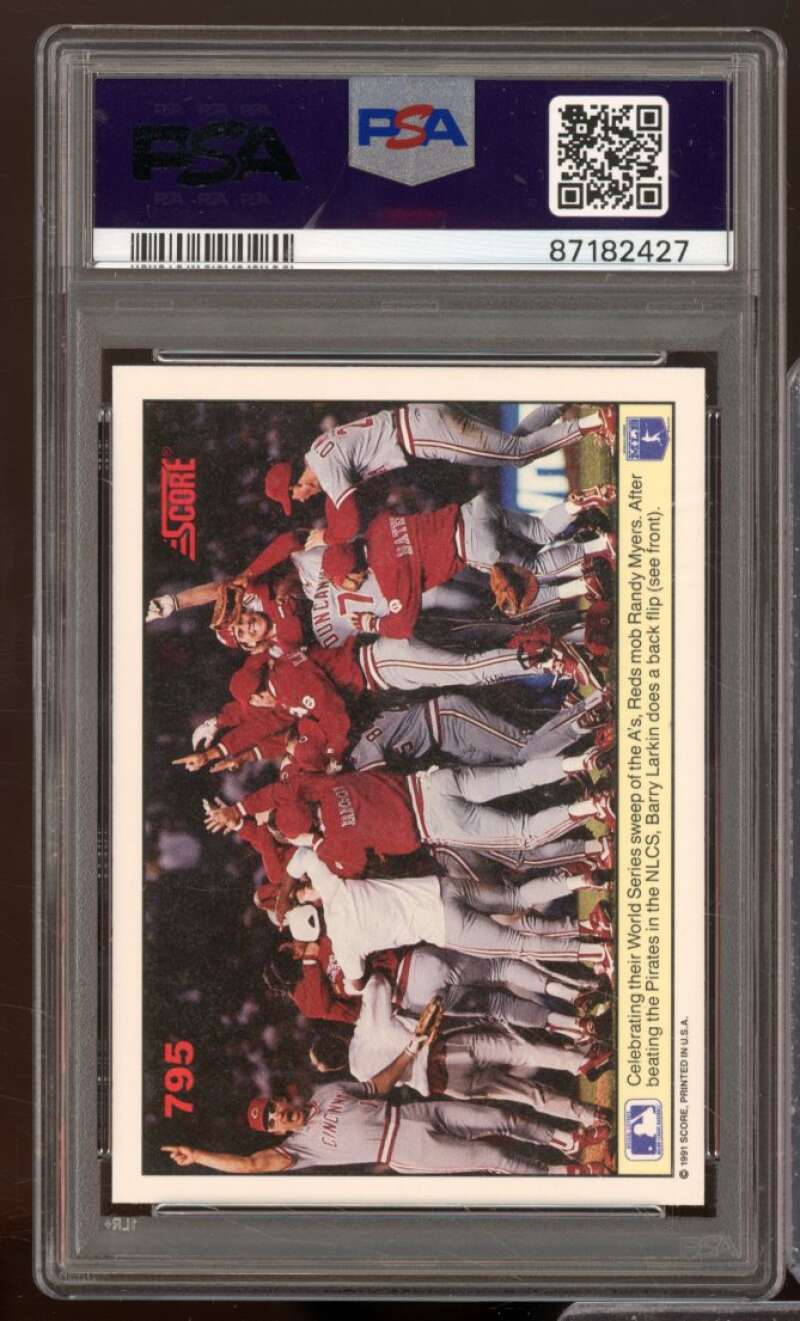 Reds' October Barry Larkin / Chris Sabo Card 1991 Score #795 PSA 9 Image 2