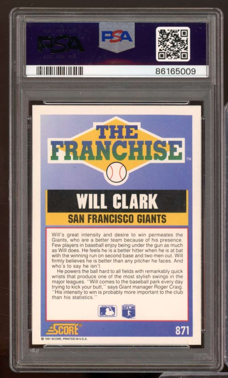 Will Clark Card 1991 Score #871 PSA 9 Image 2