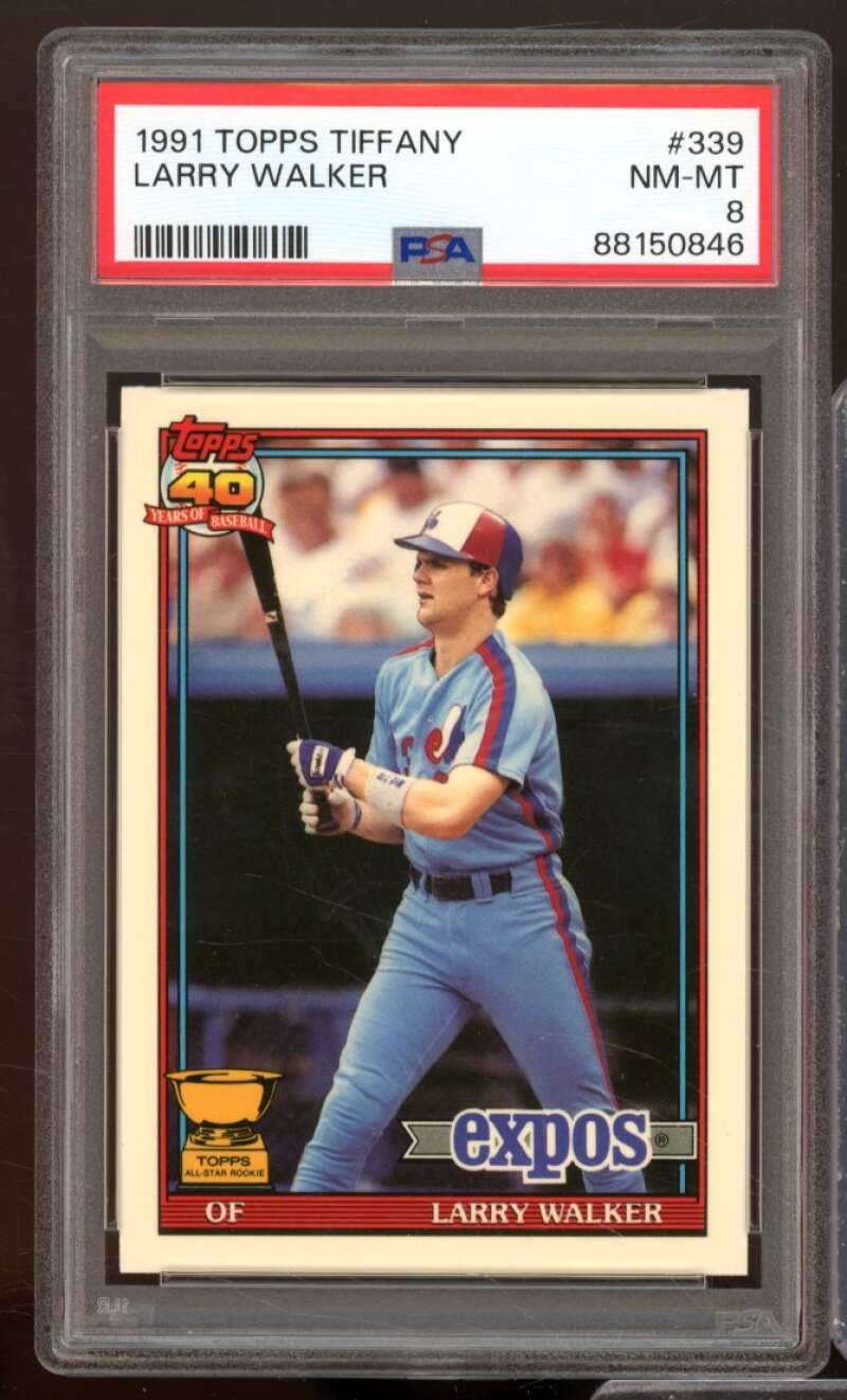 Larry Walker Card 1991 Topps Tiffany #339 PSA 8 Image 1