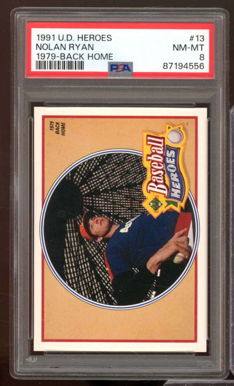 Nolan Ryan Card 1991 Upper Deck Heroes #13 PSA 8 Image 1